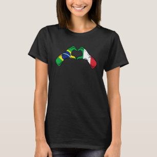 T-shirt Brésil Italie Drapeau Brésilien Italien Cœur 1