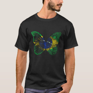 T-shirt Brésil Papillon Brasilien Espère Brésil Drapeau Br