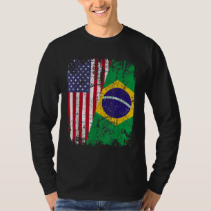 T-shirt BRÉSILIEN RACINE Drapeau à moitié américain BRÉSIL