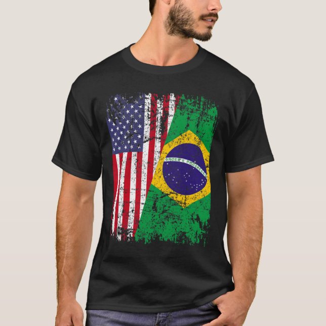 T-shirt BRÉSILIEN RACINE Drapeau semi-américain BRÉSIL T-S (Devant)