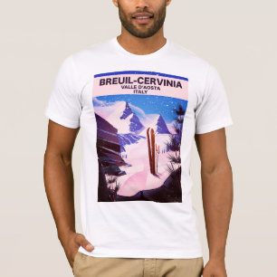 T-shirt Breuil-Cervinia,Valle d'Aosta, Italie, affiche de