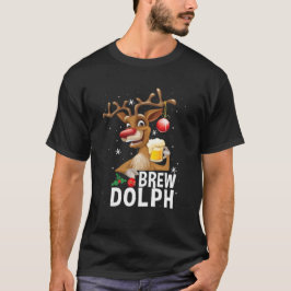 T-shirt Brew Dolph Funny Rudolph Beer Drink Christmas Holi