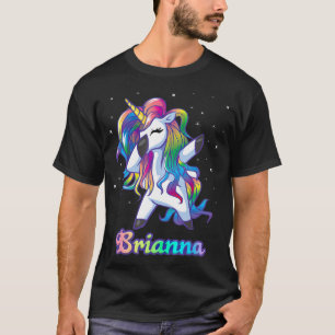 T-shirt BRIANNA Nom Personnalisé Rainbow Unicorn Personna