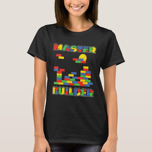 T-shirt Brick Builder Funny Blocks Master Builder (Devant)