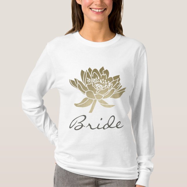 T-SHIRT BRIDE GLAMOROUS PALE OR BLANC LOTUS FLORAL (Devant)