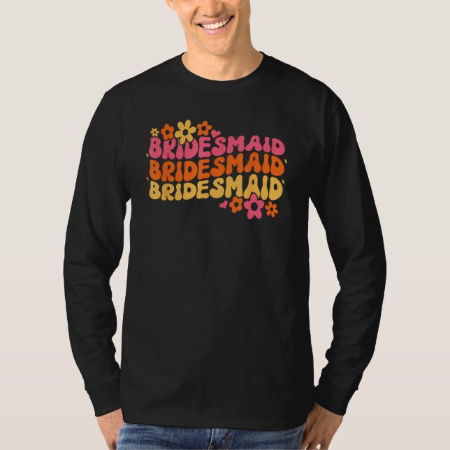 T-shirt Bridesmaid Bride Squad Bridal Shower Groovy Bachel (Devant)