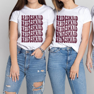 T-shirt Bridesmaid Burgundy Custom Matching Bridal Party