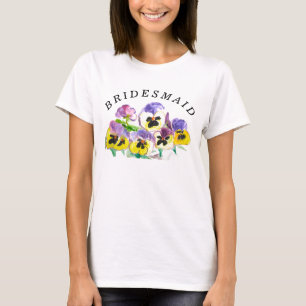T-shirt Bridesmaid Pansies Floral Vintage Girly Mariage