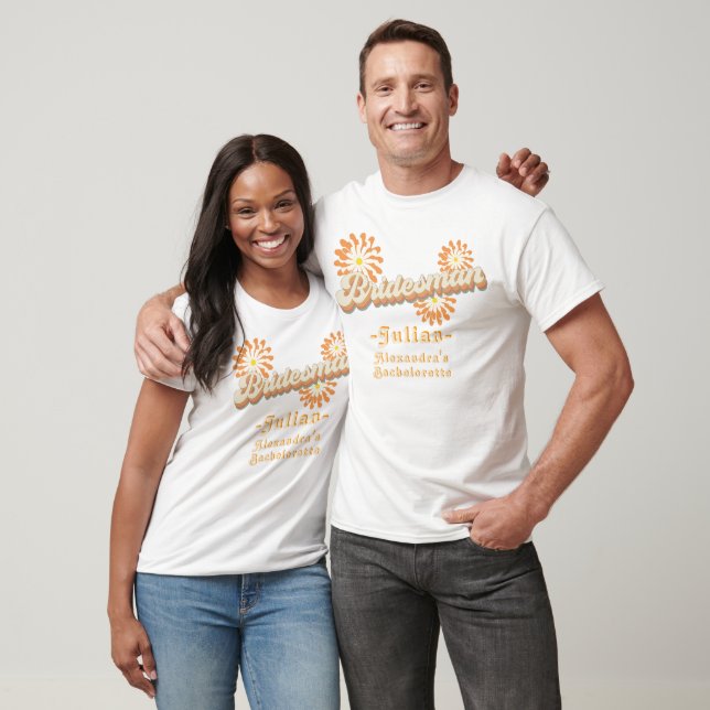 T-shirt Bridesman 60s les années 70 Disco Bachelorette (Unisexe)
