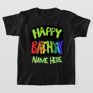 T-shirt Bright and Happy Birthday Nom personnalisé