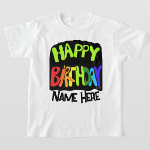 T-shirt Bright and Happy Birthday Nom personnalisé