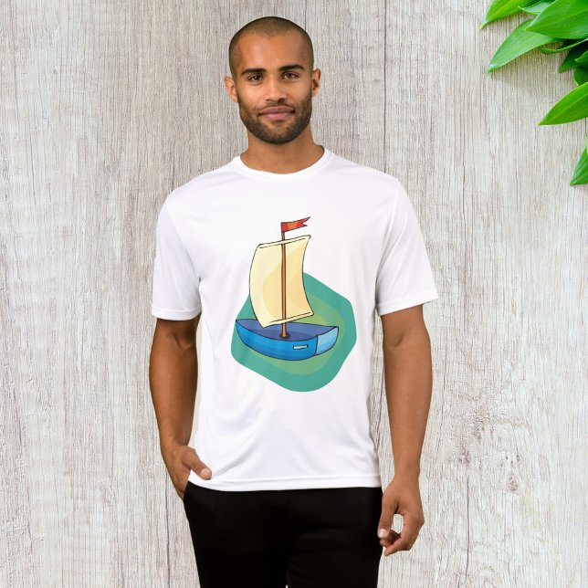 T-shirt Bright Cartoon Boat with Sail Fun Nautical (Créateur téléchargé)