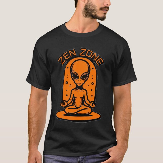 T-shirt Bright Orange Alien Méditation Zen Zone Graphique (Devant)