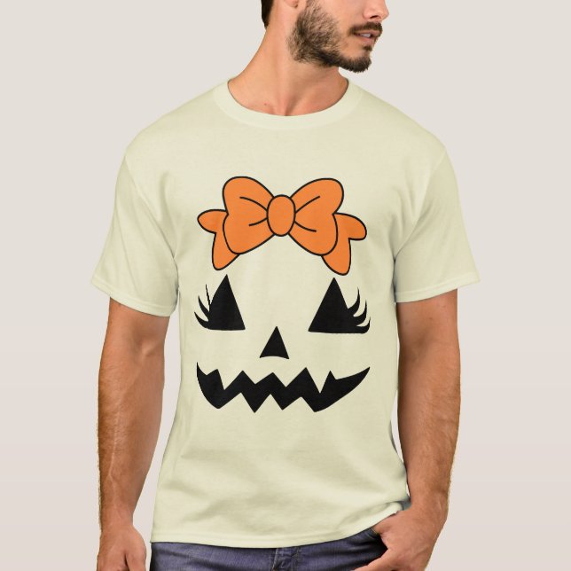 T-shirt Bright Orange Bow Design pour Halloween (Devant)
