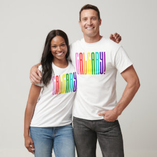 T-shirt Bright Rainbow Text LGBTQ Calgary Pride LGBT