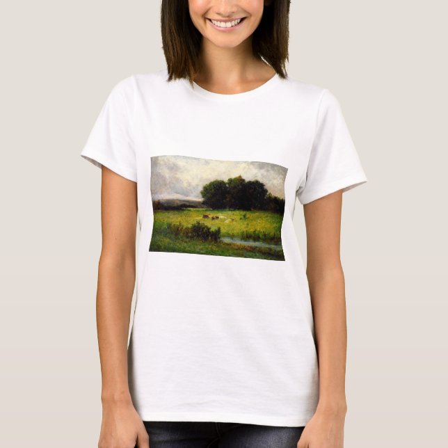 T-shirt Bright Scene of Cattle near Stream - Edward Mitche (Devant)