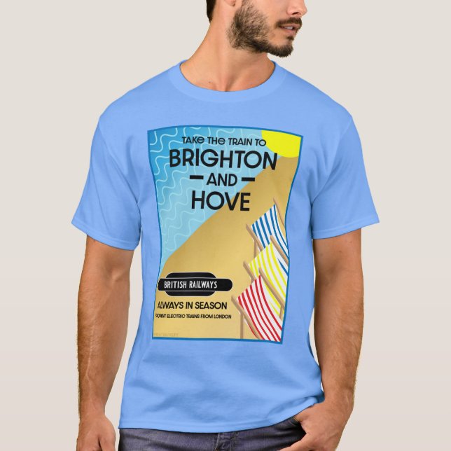 T-shirt Brighton Et Hove Train Travel Beach Art Fourre-tou (Devant)