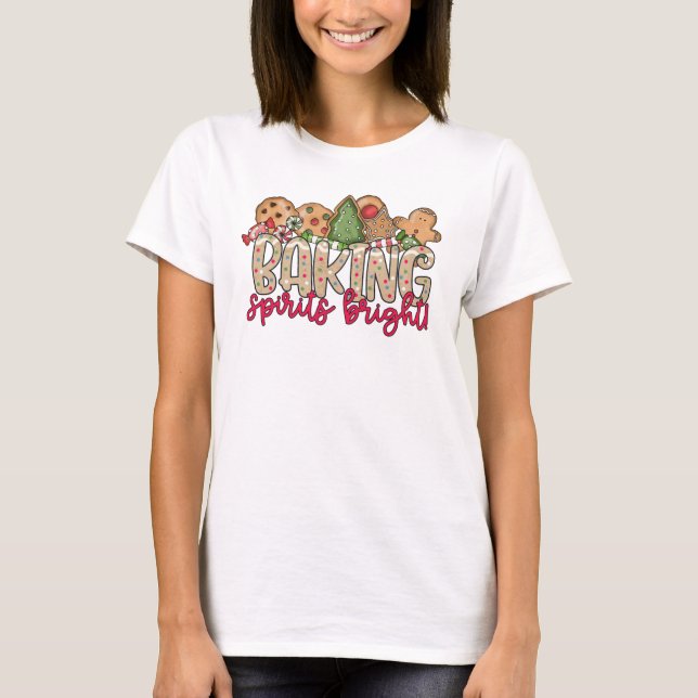 T-shirt brillant à l'esprit pâtissier Noël (Devant)