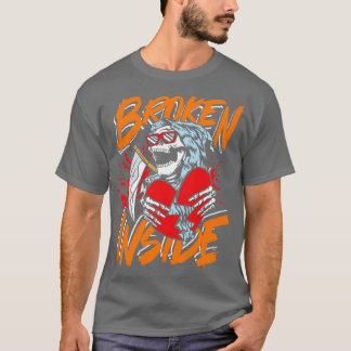 T-shirt Brisé dans le coeur et le crâne riant