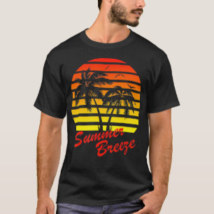 T-shirt Brise d'été 80s été Plage Palm Tree coucher de sol