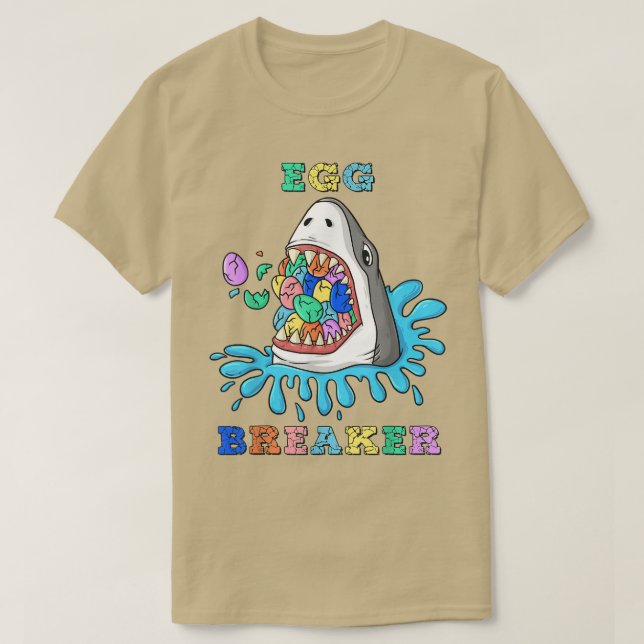 T-shirt Brise d'oeuf Requin Pâques Garçons amusants Filles (Design devant)