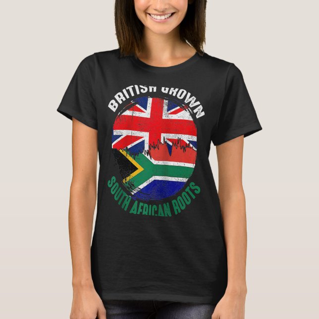 T-shirt British Cultivé sud-africain Racines drapeaux Vint (Devant)