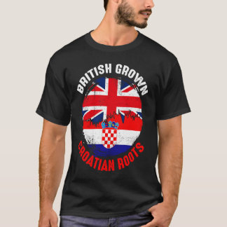 T-shirt British Grown Croatian Roots Vintage Flags for Men