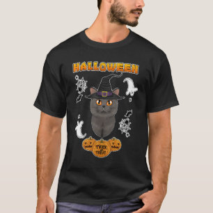 T-shirt British Shorthair Chat I Happy Halloween