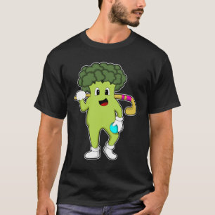 T-shirt Broccoli à Hockey avec chauve-souris de hockey