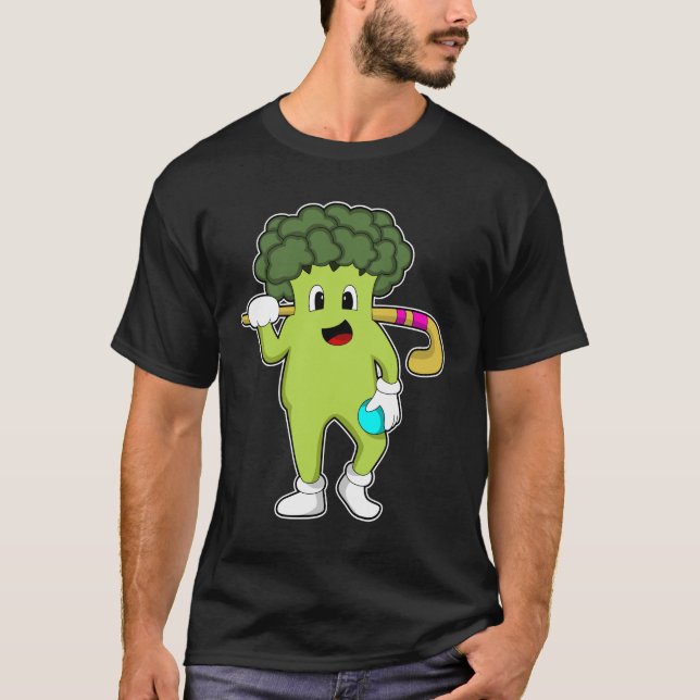 T-shirt Broccoli à Hockey avec chauve-souris de hockey (Devant)