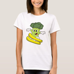 T-shirt Broccoli comme skieur avec ski