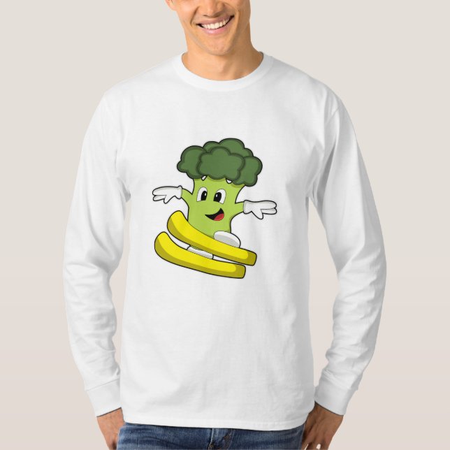 T-shirt Broccoli comme skieur avec ski (Devant)