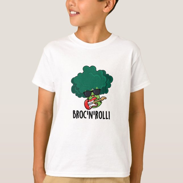 T-shirt Brock n Roll Funny Veggie Brocoli Pun (Devant)
