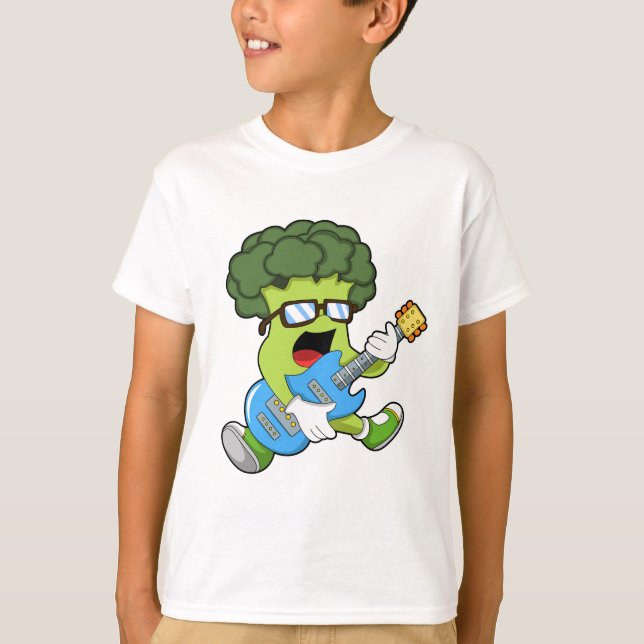 T-shirt Brocoli comme musicien avec guitare (Devant)