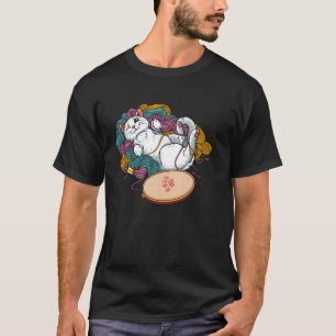 T-shirt Broderie de chat drôle au point de croix