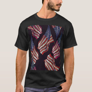 T-shirt Broderie du drapeau américain : motif patriotique.