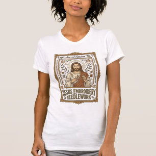 T-shirt Broderie Jésus Travail à l'aiguille Jésus Broderie