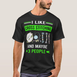 T-shirt Broderie point de croix vert 3 personnes