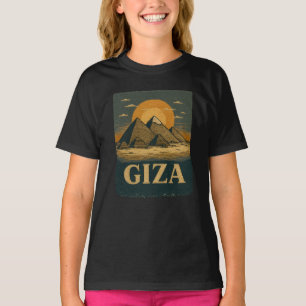 T-shirt Broderie Pyramides égyptiennes de Gizeh Grande Pyr