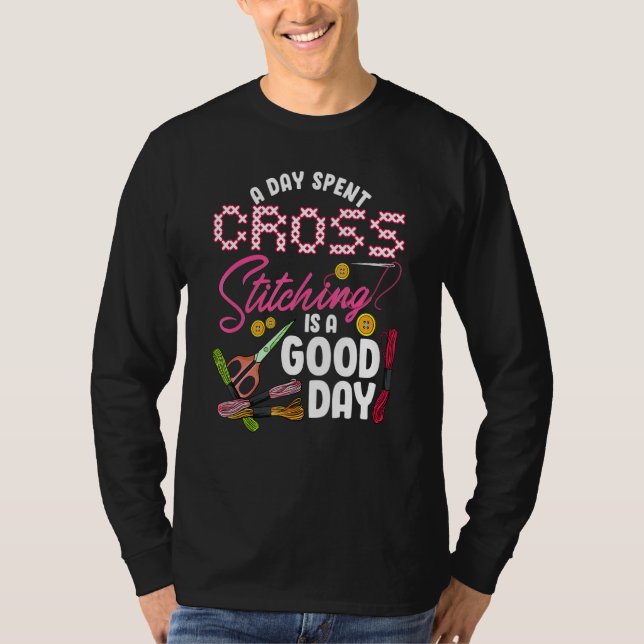 T-shirt Brodery Hoops Projets Un Jour Passé Cross Stitch (Devant)