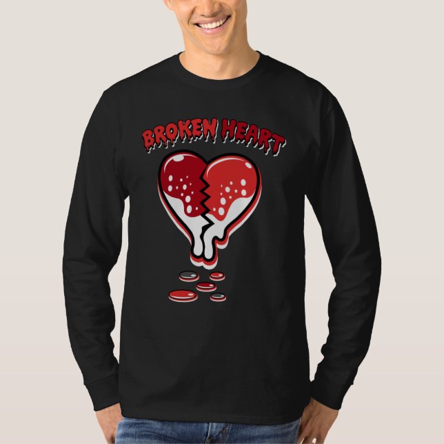 T-shirt Broken Heart Dripping Chile Red 9s Matching (Devant)