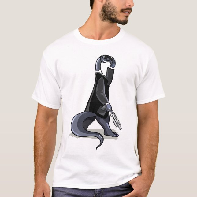 T-shirt Brontosaurus Habillé Comme Un Personnage De Film. (Devant)