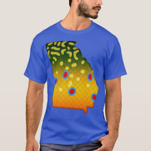 T-shirt Brook Truite Poisson Géorgie Carte d'État Cadeaux