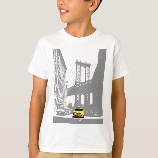 T-shirt Brooklyn Bridge Taxi jaune New York City Nyc Boys (Devant)