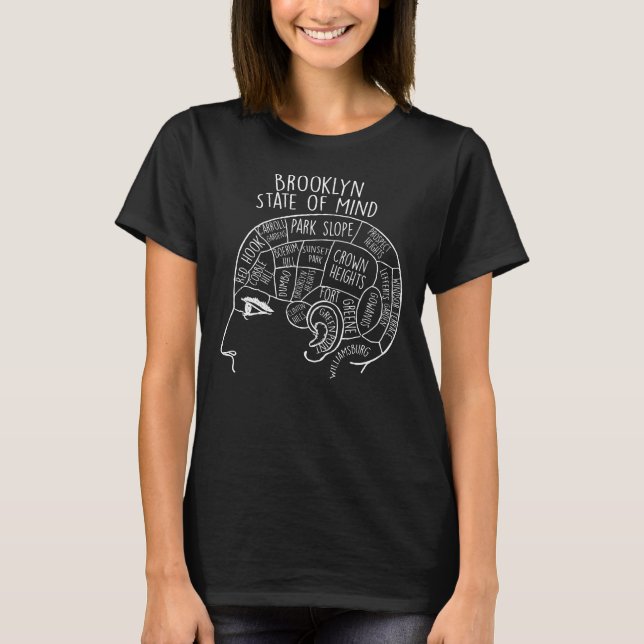 T-shirt Brooklyn État de New York Quartiers de l'esprit (Devant)