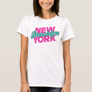 T-shirt Brooklyn New York - rose et Teal
