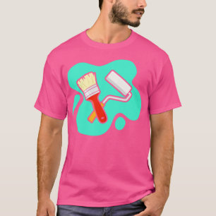 T-shirt Brosse et rouleau de peinture pour peintres et ver