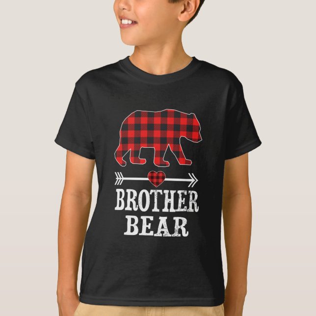 T-shirt Brother Bear Pajama Red Plaid Buffalo (Devant)