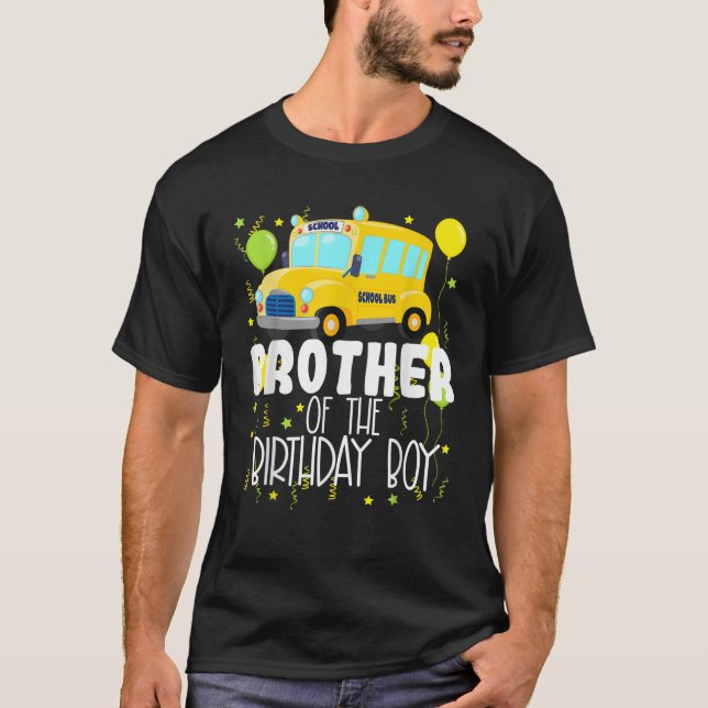 T-shirt Brother Of The Birthday Boy School Bus Enfants Bir (Devant)