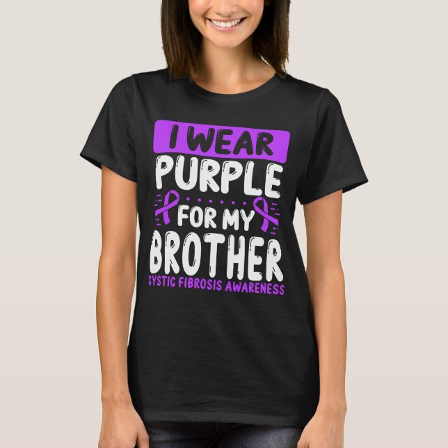 T-shirt Brother Purple Twin Cystic Fibrosis Awareness (Devant)